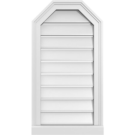 Ekena Millwork Octagonal Top Surface Mount PVC Gable Vent w/ 2"W x 2"P Brickmould Sill Frame, 16"W x 30"H GVPOT16X3003SF